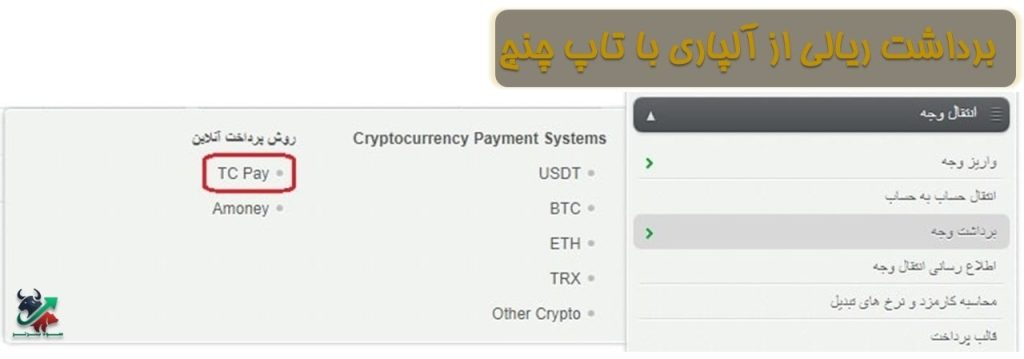 نحوه برداشت ریالی از آلپاری با تاپ چنج